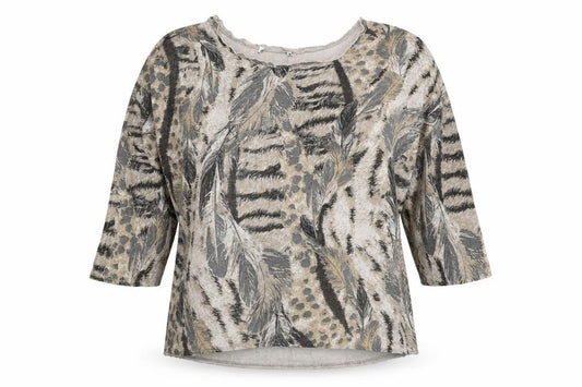 Preworn Womens Brown Animal Print Viscose Basic Blouse One Size Round Neck - Tiger Print
