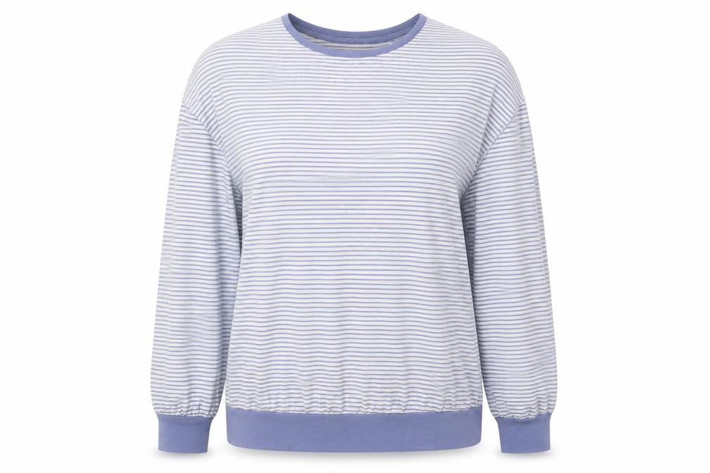 Primark Womens Blue Round Neck Striped Polyester Pullover Jumper Size XS