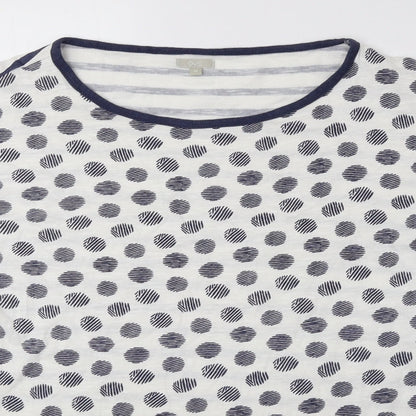 OVS Womens Blue Geometric Polyester Basic Button-Up Size M Round Neck