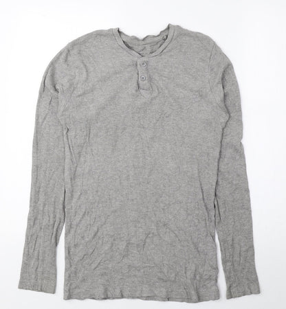 Preworn Womens Grey Cotton Basic Blouse Size M Round Neck