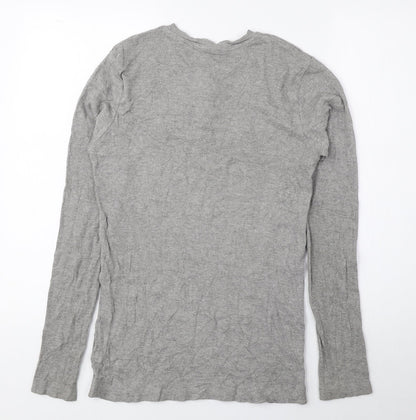 Preworn Womens Grey Cotton Basic Blouse Size M Round Neck