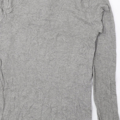 Preworn Womens Grey Cotton Basic Blouse Size M Round Neck