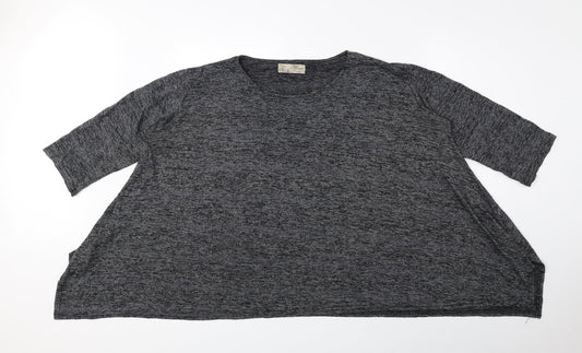 Mirumi Womens Grey Polyester Basic Blouse Size M Round Neck