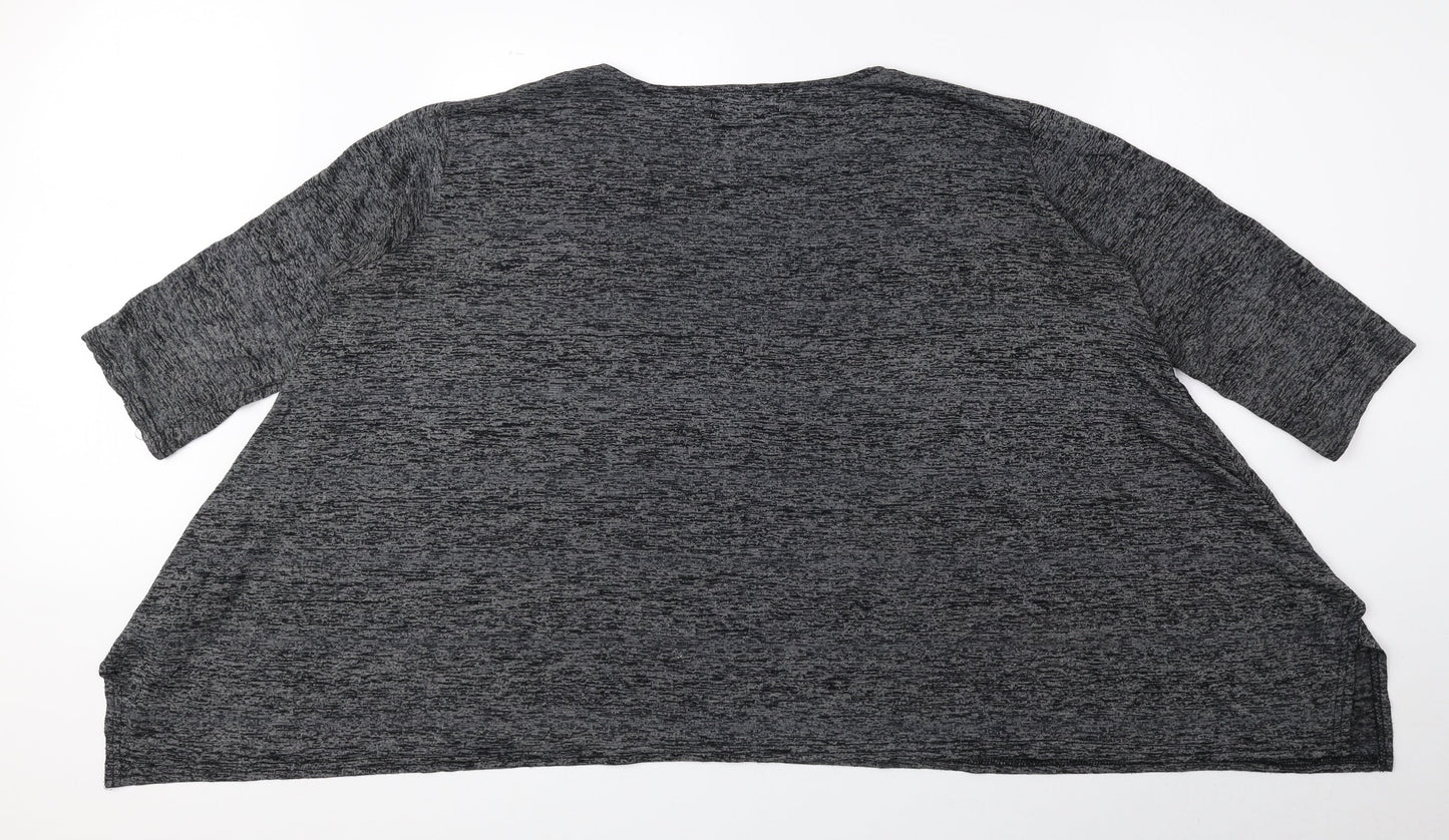 Mirumi Womens Grey Polyester Basic Blouse Size M Round Neck