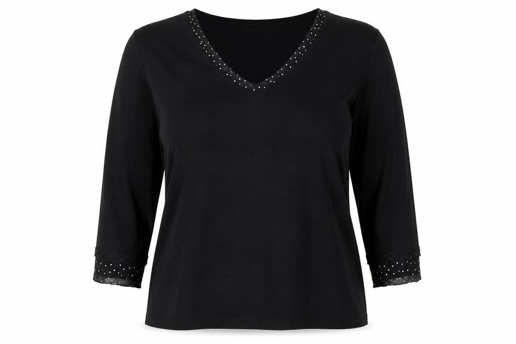 Tigi Wear Womens Black Viscose Basic Blouse Size 16 V-Neck