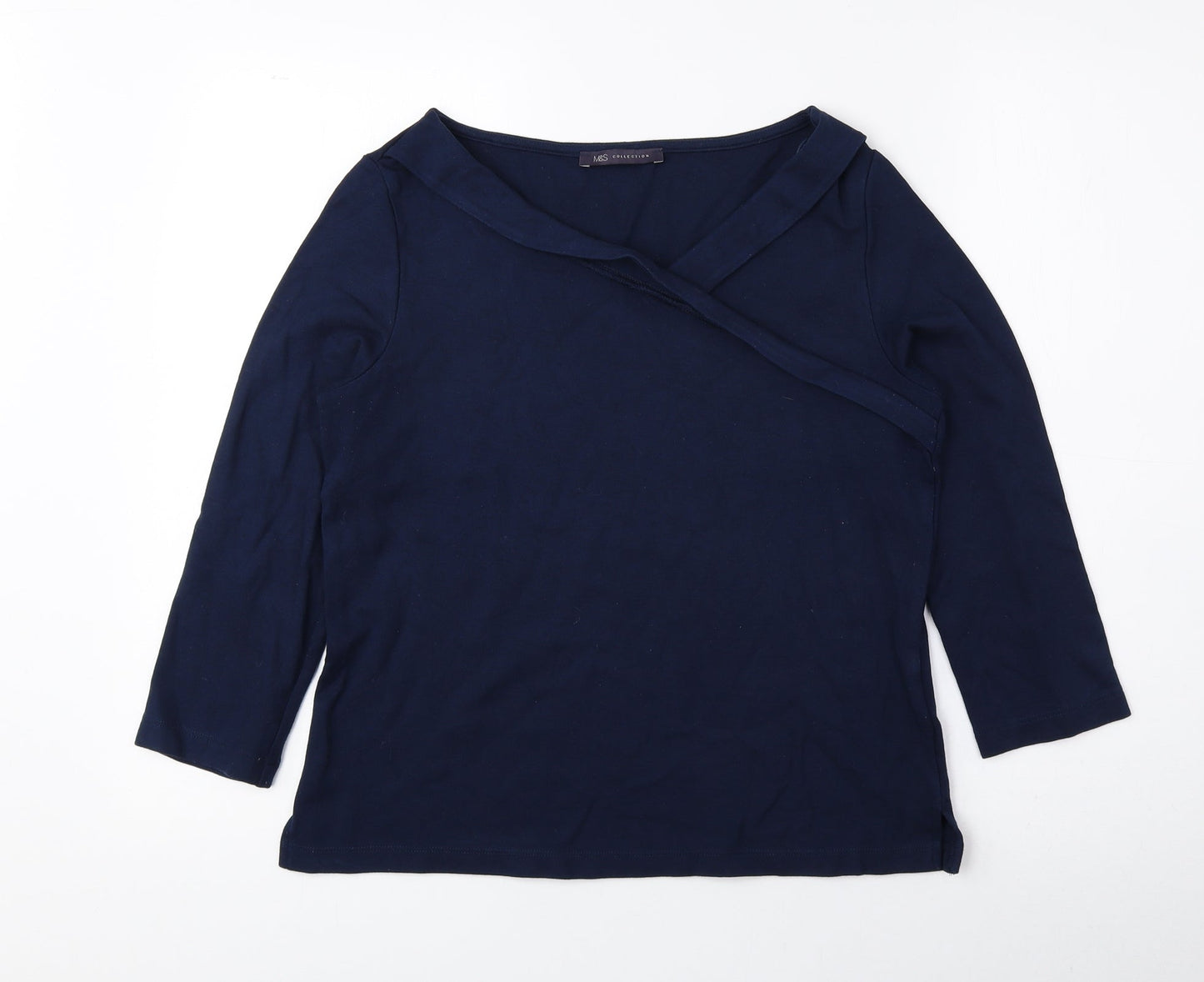 Marks and Spencer Womens Blue Viscose Basic Blouse Size 10 V-Neck
