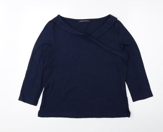 Marks and Spencer Womens Blue Viscose Basic Blouse Size 10 V-Neck