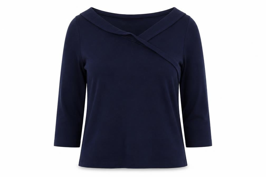 Marks & Spencer Womens Blue Viscose Basic Blouse Size 10 V-Neck