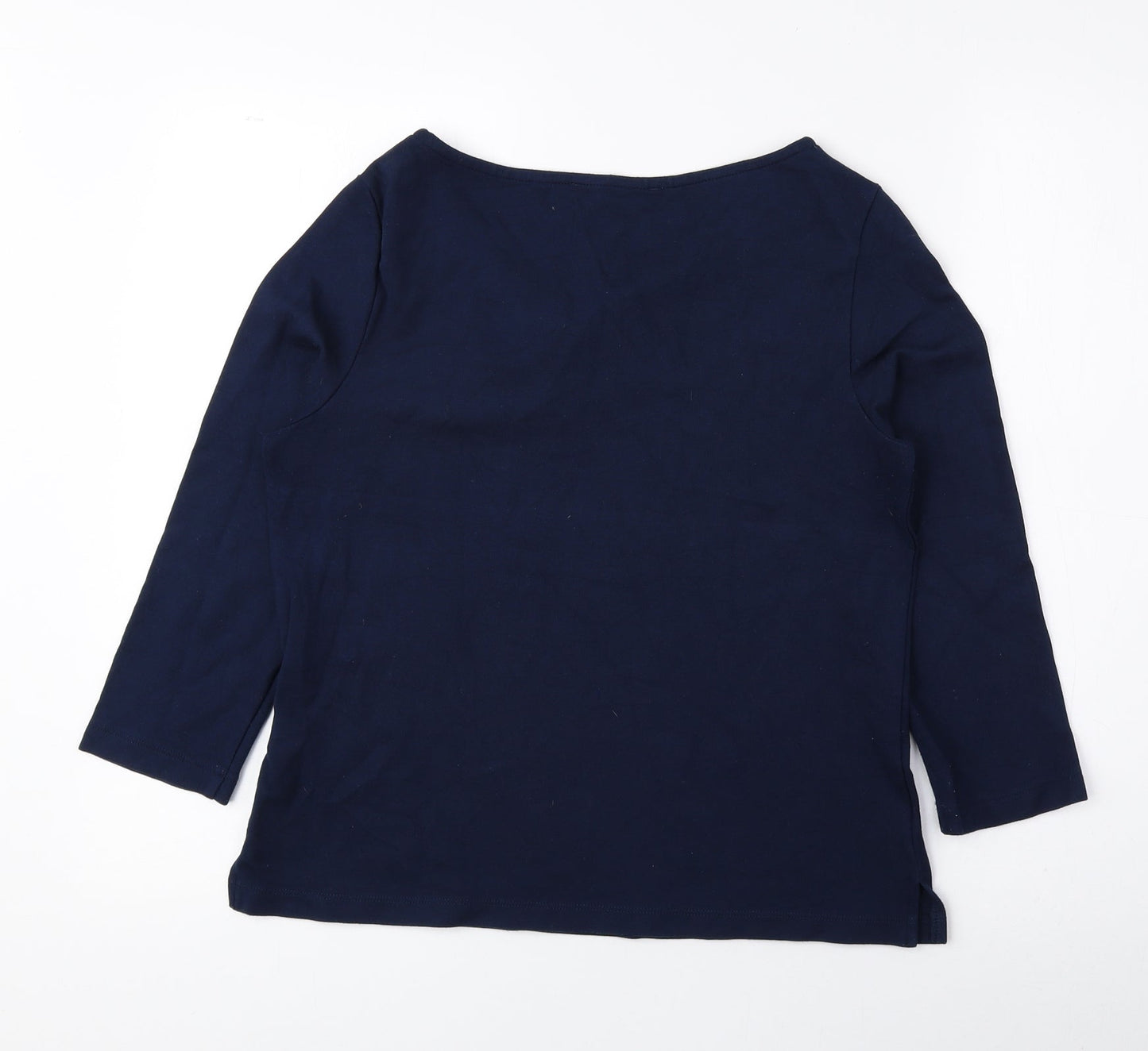 Marks and Spencer Womens Blue Viscose Basic Blouse Size 10 V-Neck