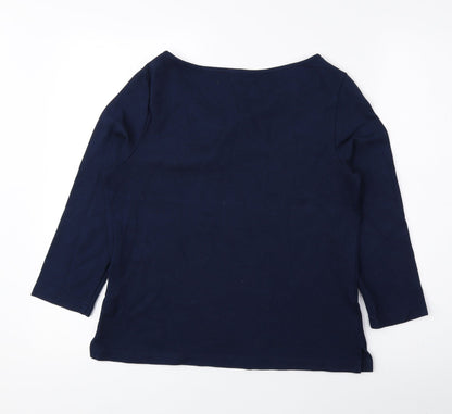 Marks & Spencer Womens Blue Viscose Basic Blouse Size 10 V-Neck