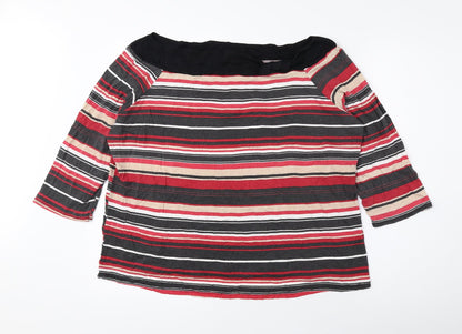 BHS Womens Multicoloured Striped Viscose Basic Blouse Size 22 Off the Shoulder