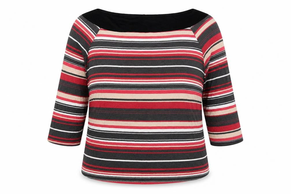 BHS Womens Multicoloured Striped Viscose Basic Blouse Size 22 Off the Shoulder