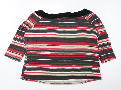BHS Womens Multicoloured Striped Viscose Basic Blouse Size 22 Off the Shoulder