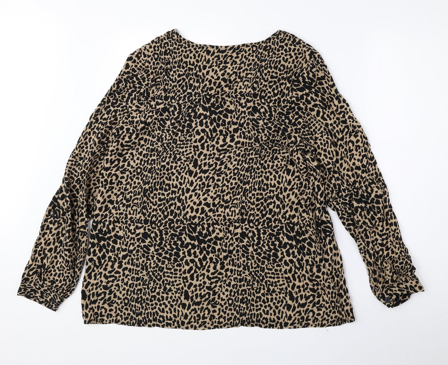 Very Womens Brown Animal Print Viscose Basic Blouse Size 14 V-Neck - Cheetah Print