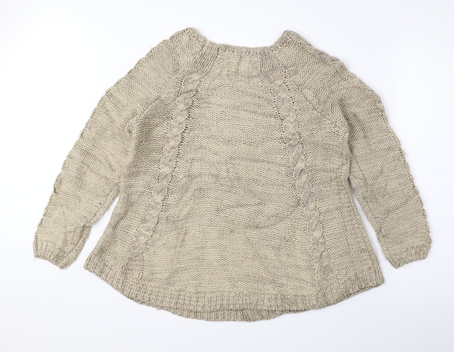 Papaya Womens Beige Round Neck Acrylic Pullover Jumper Size 12