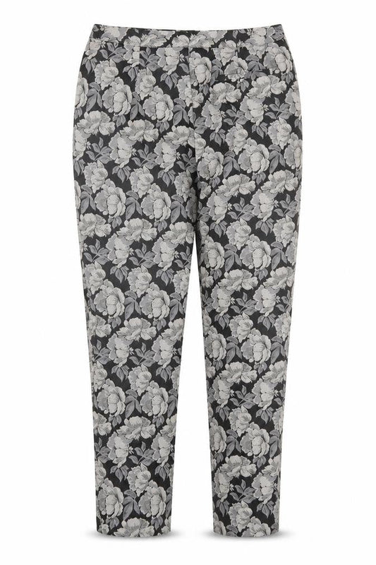 TU Womens Grey Floral Polyester Trousers Size 10 L26 in Regular Zip