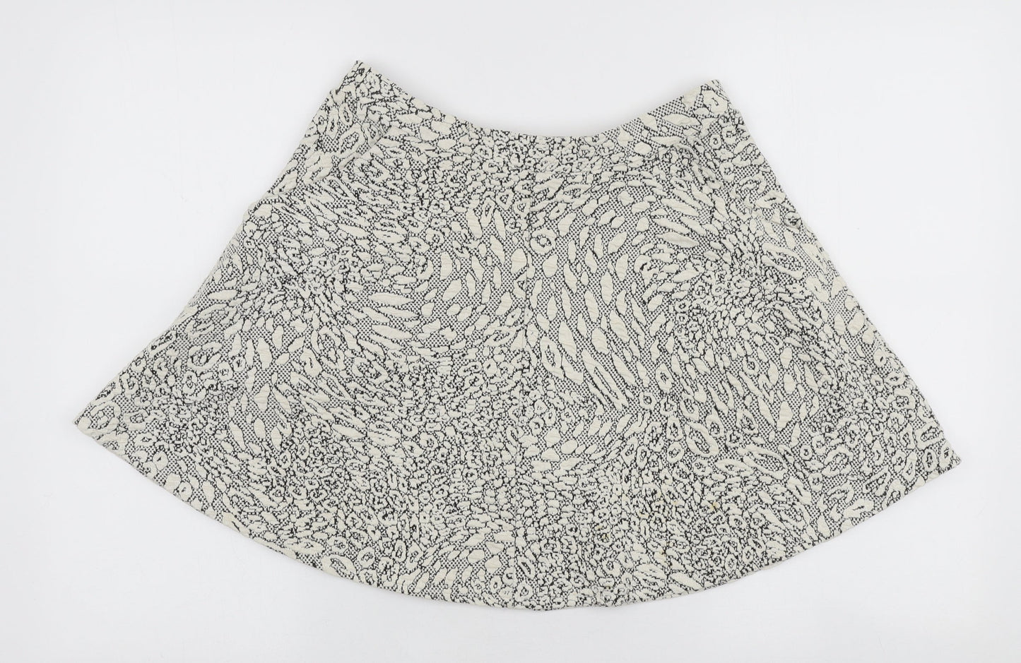 Topshop Womens Ivory Animal Print Polyester Skater Skirt Size 12