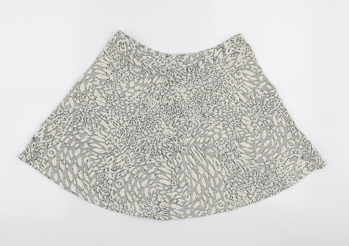 Topshop Womens Ivory Animal Print Polyester Skater Skirt Size 12