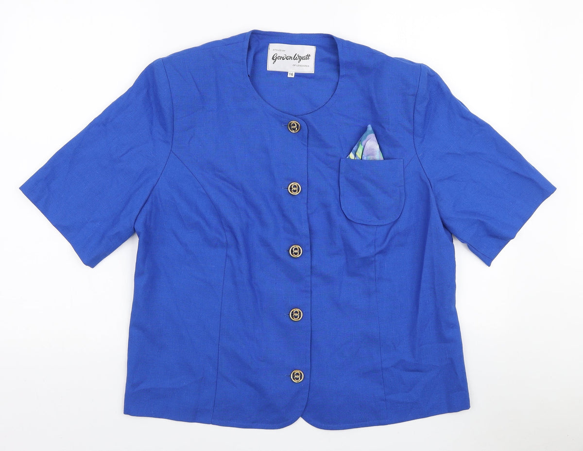 Gordon Wyatt Womens Blue Jacket Blazer Size 16 Button