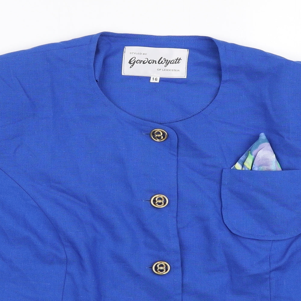 Gordon Wyatt Womens Blue Jacket Blazer Size 16 Button