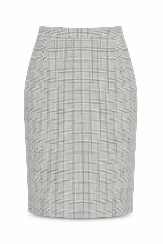 Marks & Spencer Womens Black Check Polyester Straight & Pencil Skirt Size 10 Zip - Formal wear