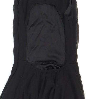 AX Paris Womens Black Polyester Fit & Flare Size 10 Boat Neck Zip