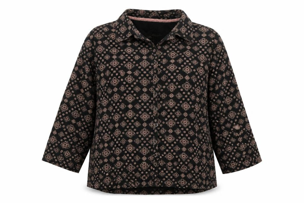 DASH Womens Black Geometric Cotton Basic Button-Up Size 16 Collared