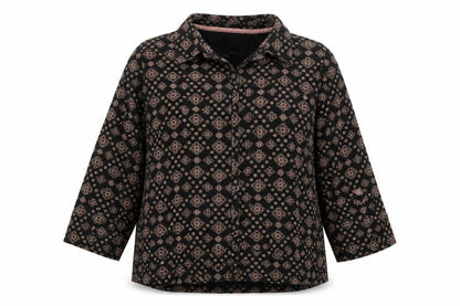 Dash Womens Black Geometric Cotton Basic Button-Up Size 16 Collared