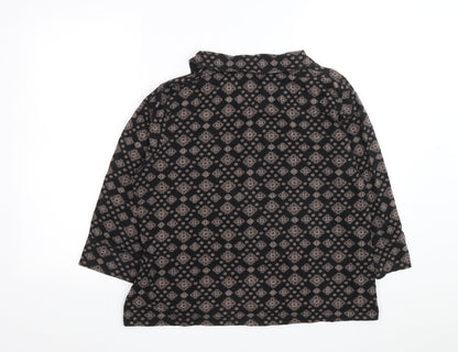 Dash Womens Black Geometric Cotton Basic Button-Up Size 16 Collared