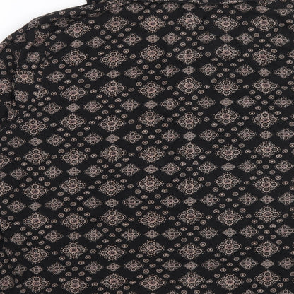 Dash Womens Black Geometric Cotton Basic Button-Up Size 16 Collared