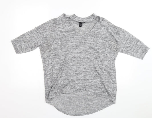 New Look Womens Grey Round Neck Polyester Pullover Jumper Size 12
