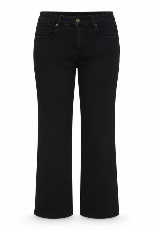 Womens Black Cotton Bootcut Jeans Size 32 in L29 in Regular Button