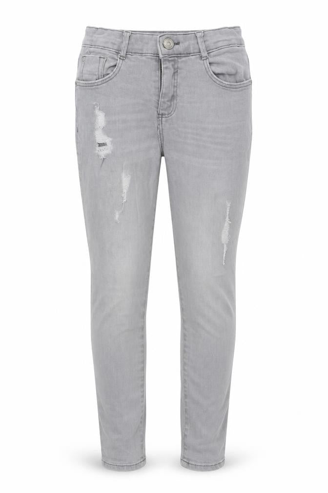 River Island Girls Grey Cotton Skinny Jeans Size 12 Years Regular Button - Distressed