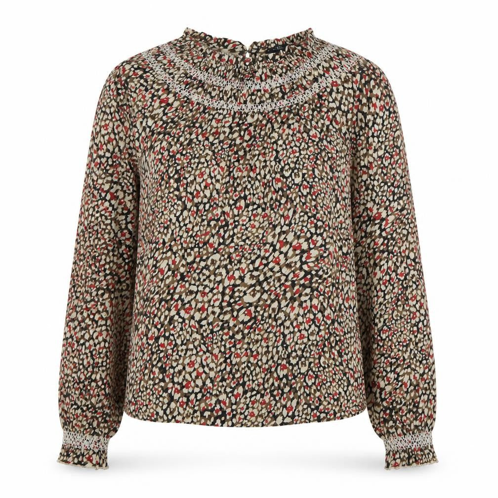 Marks & Spencer Womens Multicoloured Geometric Cotton Basic Blouse Size 8 Round Neck