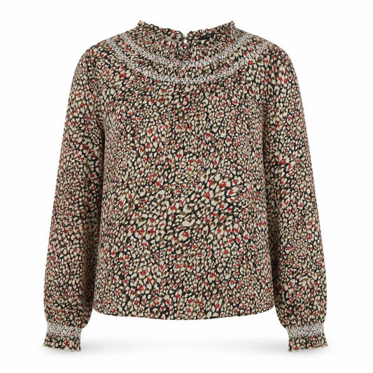 Marks and Spencer Womens Multicoloured Geometric Cotton Basic Blouse Size 8 Round Neck