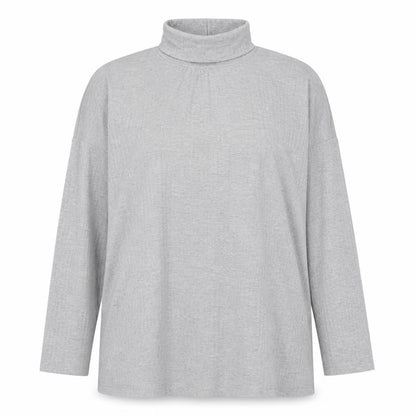 Boohoo Womens Grey Polyester Basic T-Shirt Size 12 Roll Neck - Ribbed