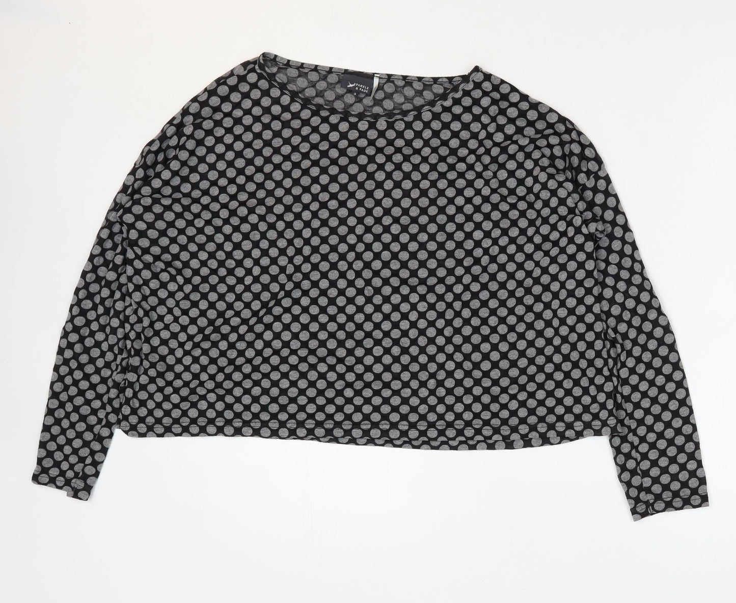 Sparkle & Fade Womens Grey Polka Dot Polyester Cropped T-Shirt Size S Round Neck