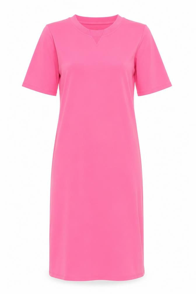 Marks & Spencer Womens Pink Polyester Shirt Dress Size 10 Round Neck Pullover