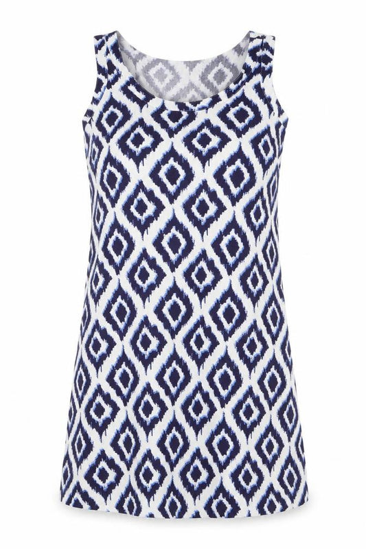 Marks and Spencer Womens Blue Geometric Polyester A-Line Size 6 Round Neck Pullover