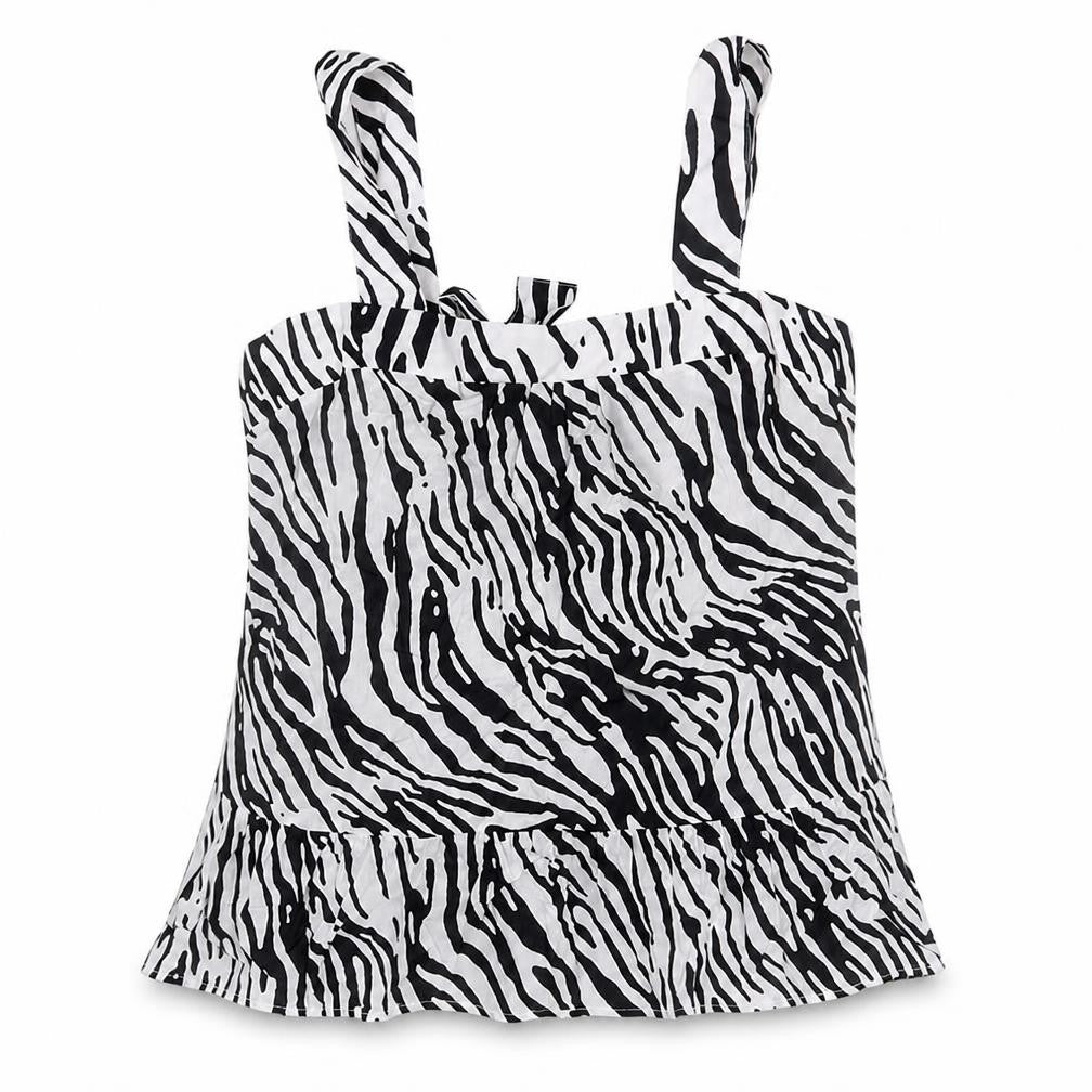 Marks & Spencer Womens Multicoloured Animal Print Polyester Basic T-Shirt Size 14 Sweetheart - Tie Zebra Print