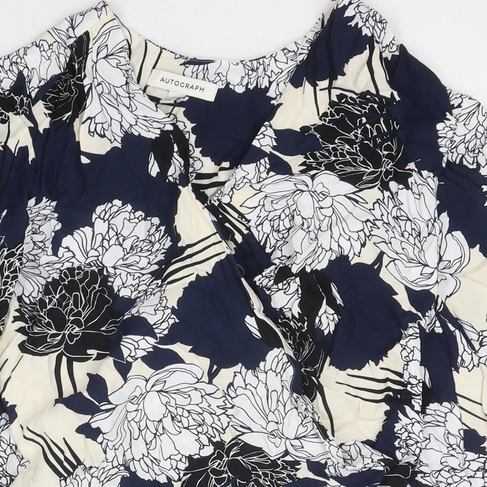 Marks and Spencer Womens Multicoloured Floral Polyester Wrap Blouse Size 8 Sweetheart