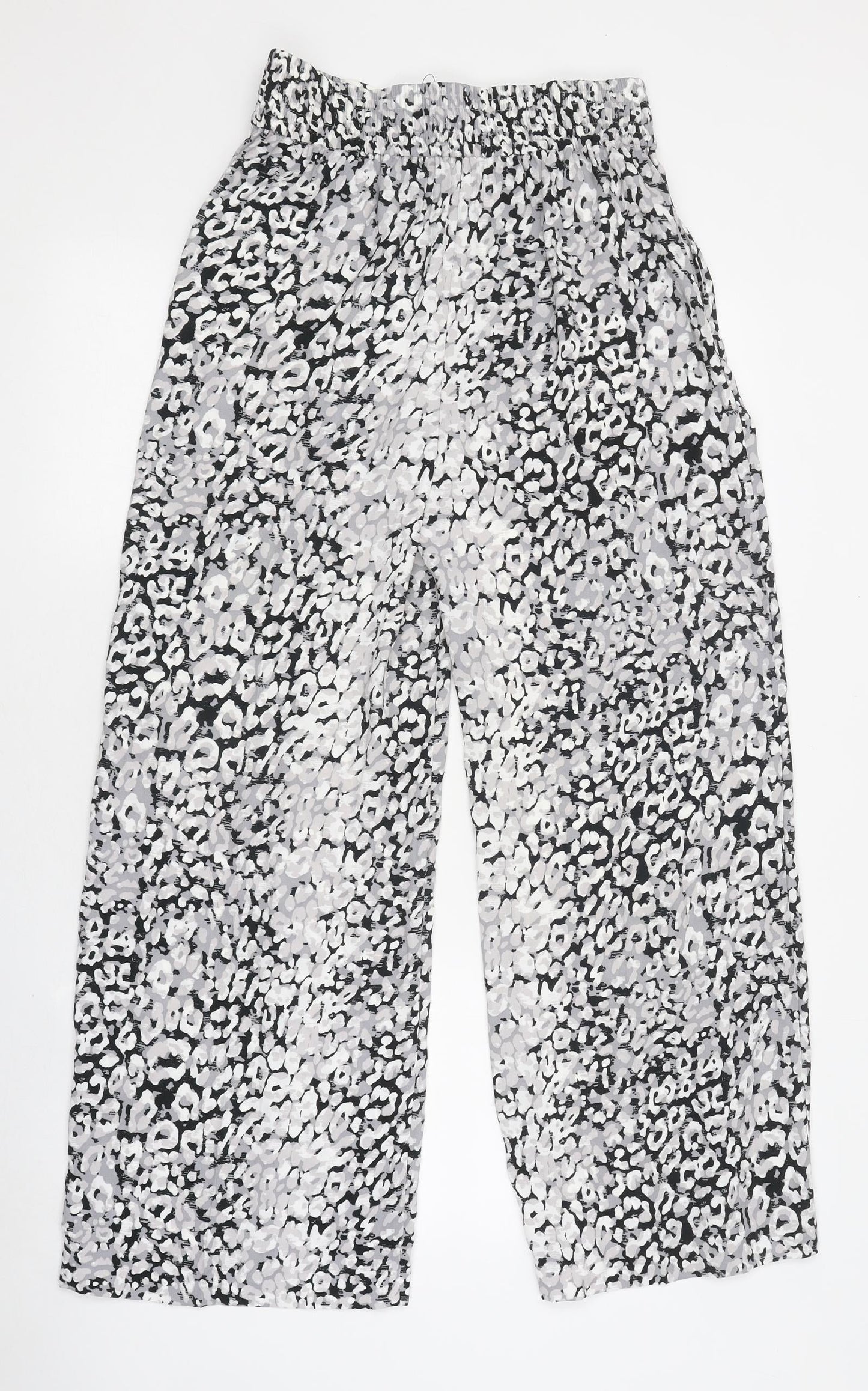 Marks and Spencer Womens Multicoloured Animal Print Polyester Trousers Size 8 L27 in Regular Drawstring - Leopard Print