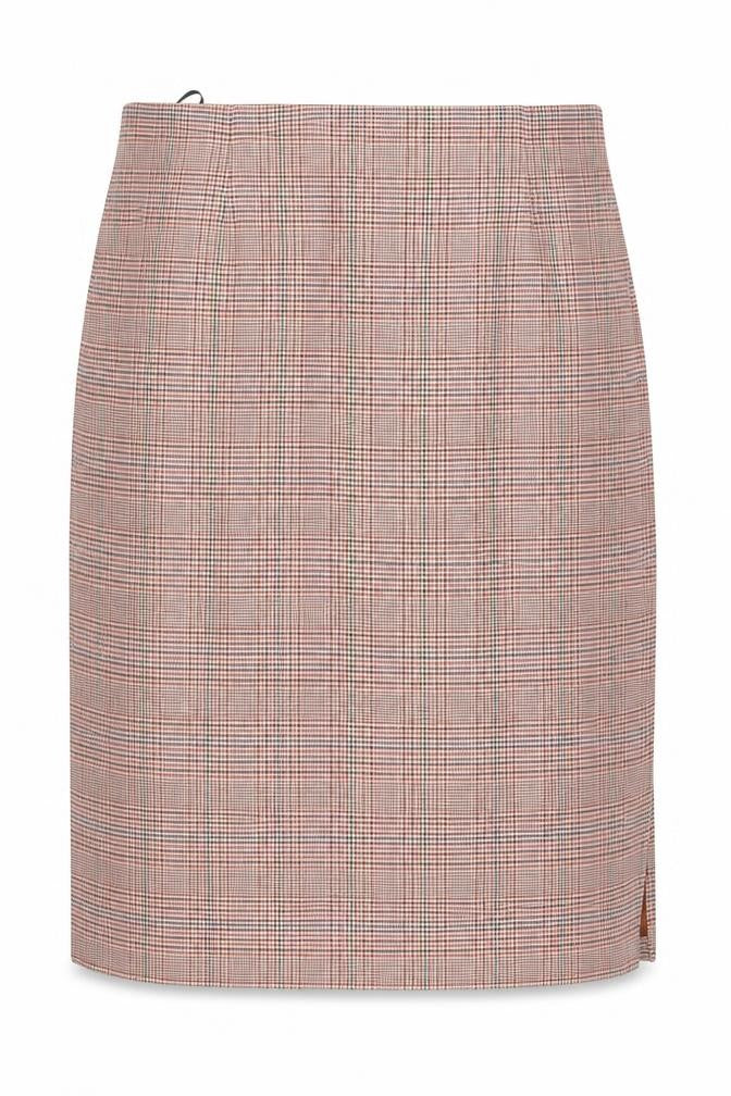 Marks & Spencer Womens Orange Check Viscose A-Line Skirt Size 20 Zip