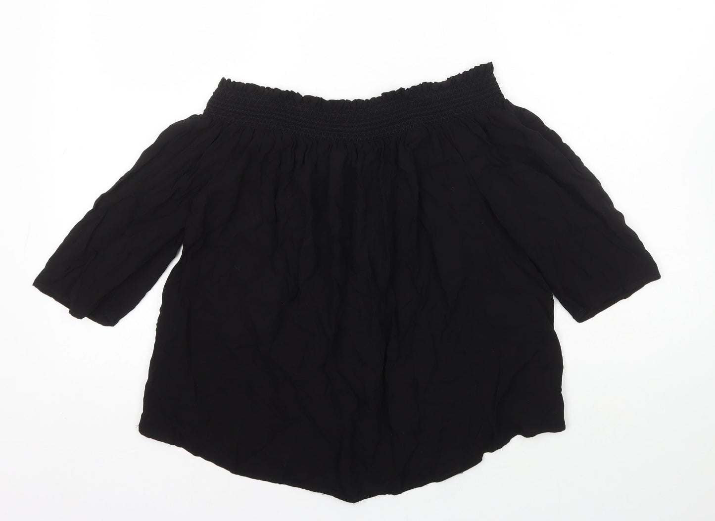 Monsoon Womens Black Viscose Basic T-Shirt Size 10 Off the Shoulder