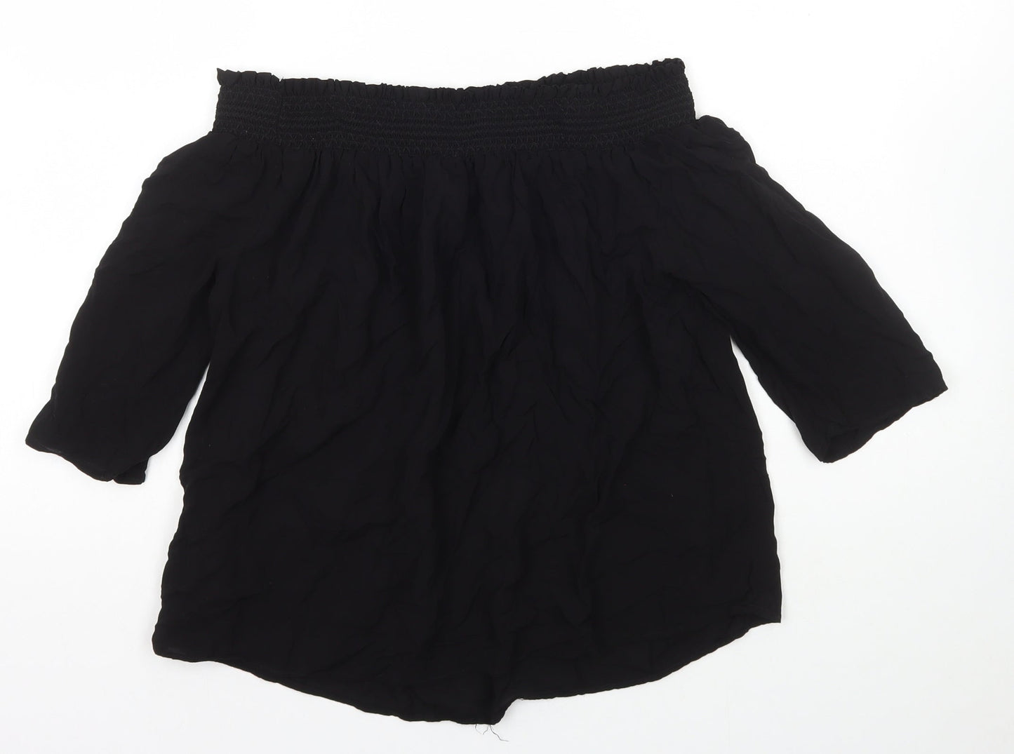 Monsoon Womens Black Viscose Basic T-Shirt Size 10 Off the Shoulder