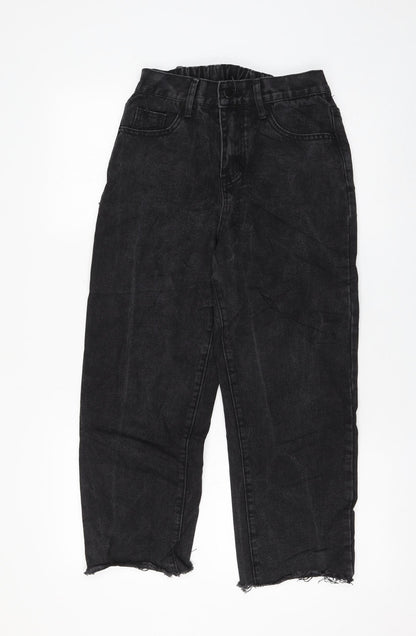 Womens Black Polyester Mom Jeans Size 8 L23 in Regular Zip