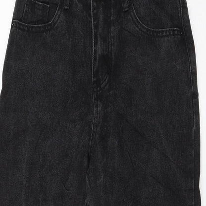 Womens Black Polyester Mom Jeans Size 8 L23 in Regular Zip