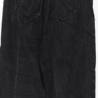 Womens Black Polyester Mom Jeans Size 8 L23 in Regular Zip