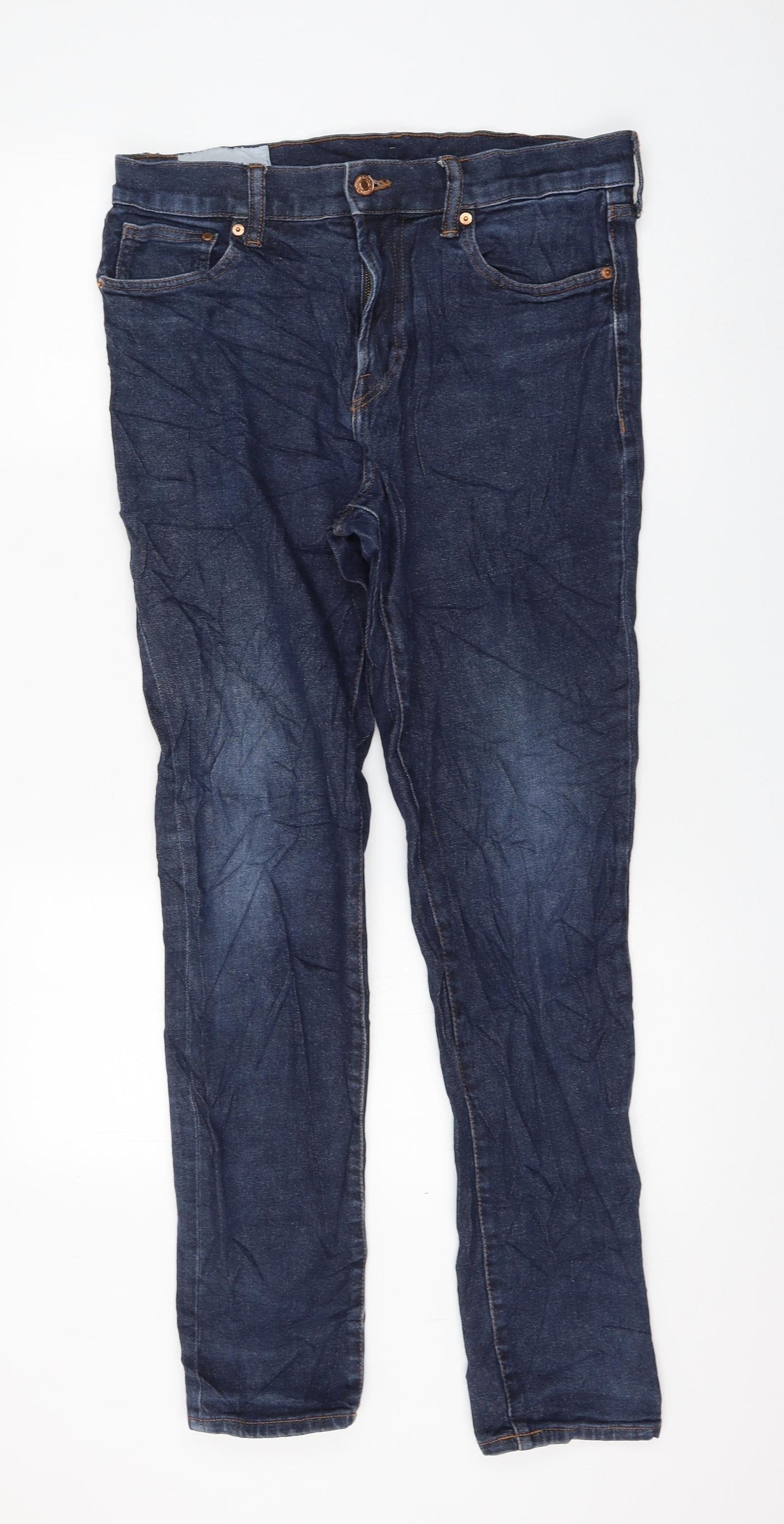 H&M Womens Blue Cotton Skinny Jeans Size 34 in L32 in Regular Zip