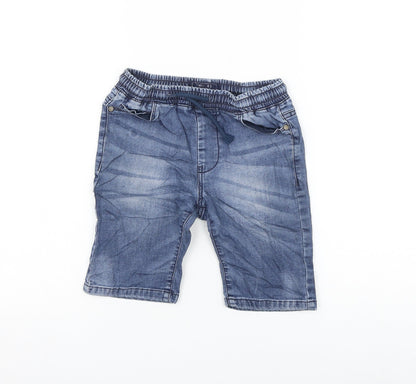 Next Girls Blue Cotton Bermuda Shorts Size 7 Years Regular Drawstring